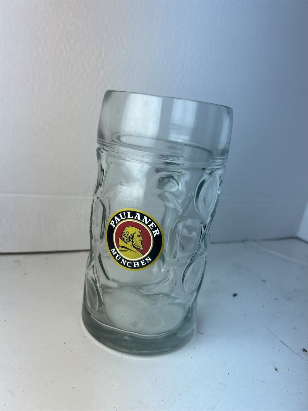 Paulaner Large Dimpled Glass Beer Mug 1L